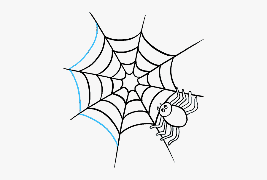How To Draw How To Draw A Spider Web With Spider In - Spider Web Drawing, Transparent Clipart