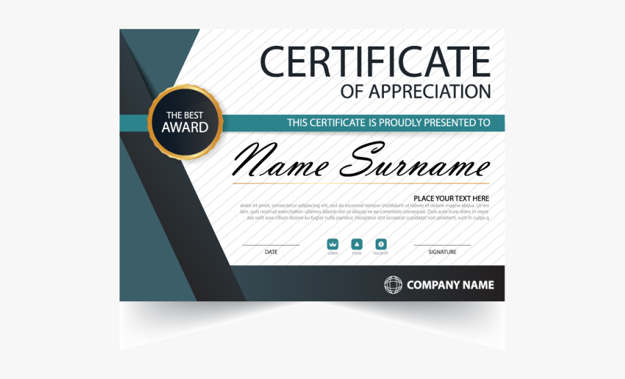 Clip Art Elegance Horizontal Certificate With - Template Certificado, Transparent Clipart