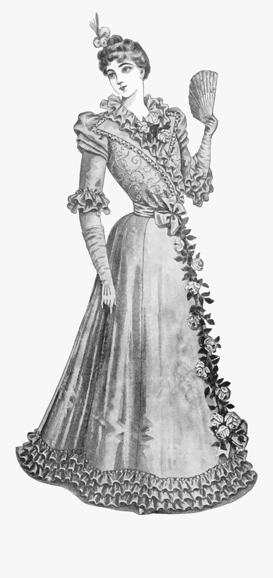 France Clipart Elegant Person - Woman On Dress Vintage Png, Transparent Clipart