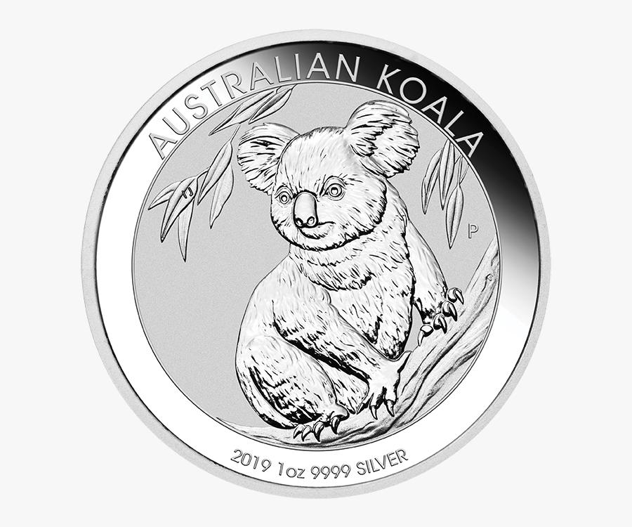22 2019 Auskoala Silver 1oz Bullion Straighton Lowres - Australian Silver Koala 2019, Transparent Clipart