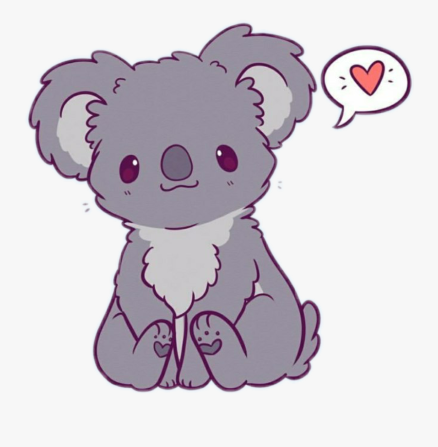 #koala #bear #koalabear #grey #happy #cute #kawaii - Cute Koala Drawings Easy, Transparent Clipart