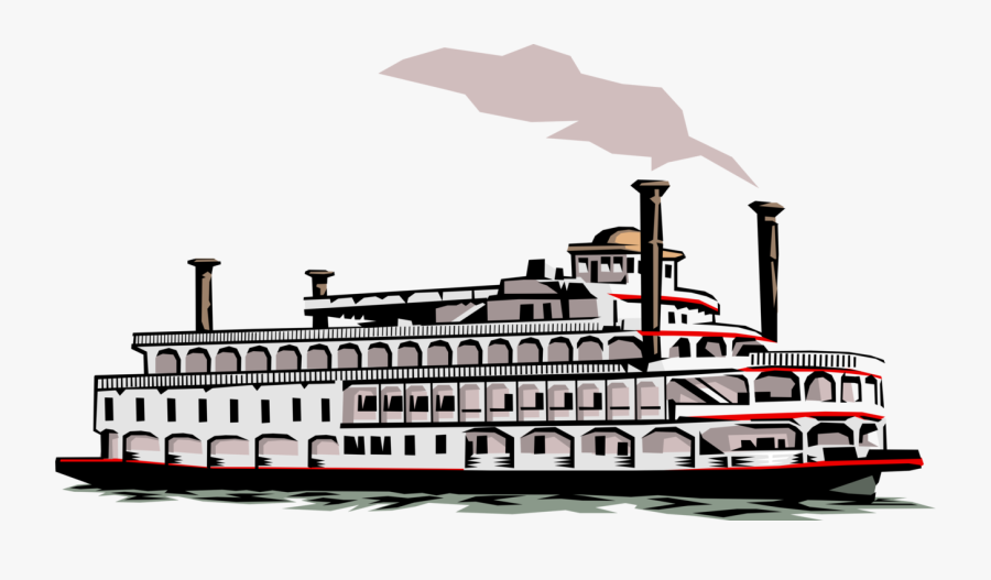 Vector Illustration Of Mississippi Paddleboat Or Paddle - Riverboat Clipart, Transparent Clipart