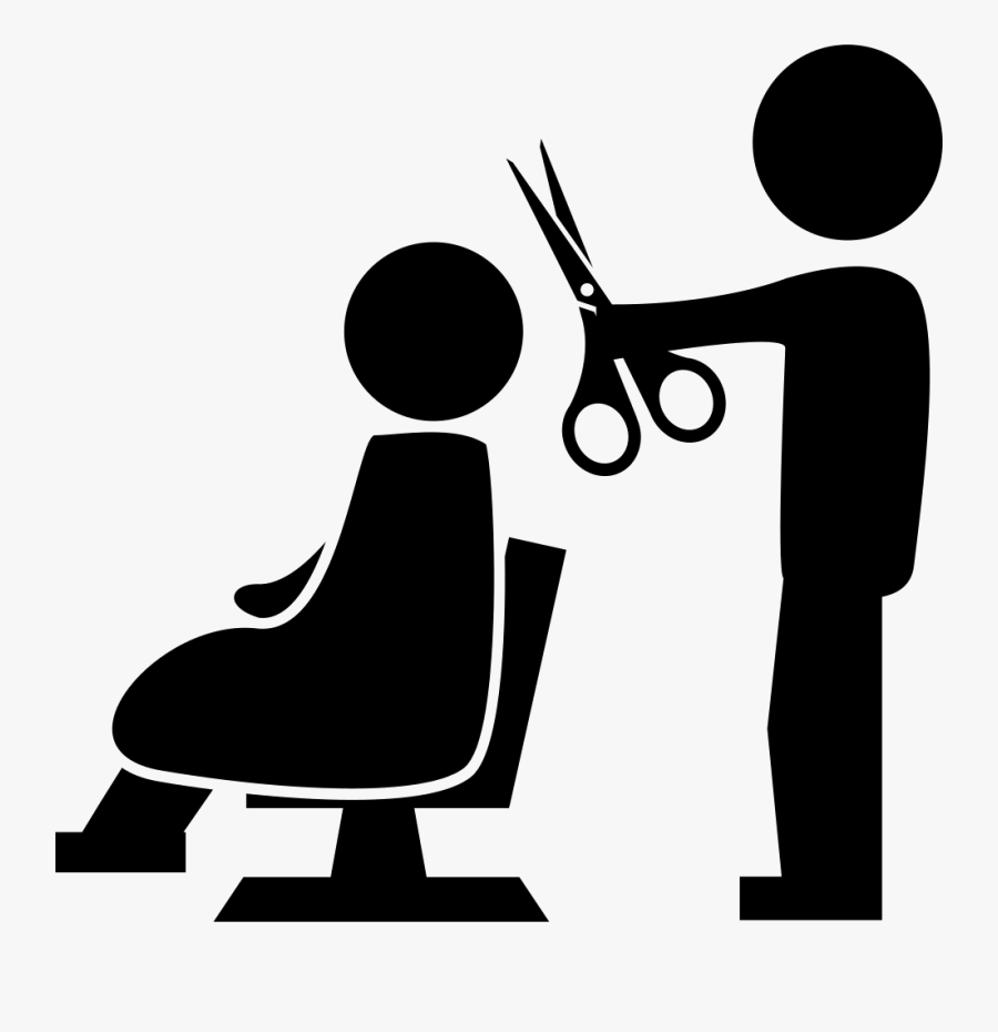 Hairdresser With Scissors Cutting The Hair To A Client - Salon Icon Png, Transparent Clipart