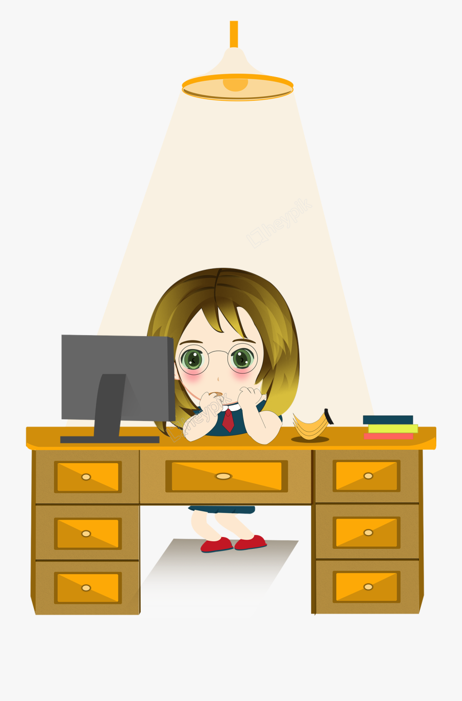 Desenho Menina Assistindo Tv, Transparent Clipart