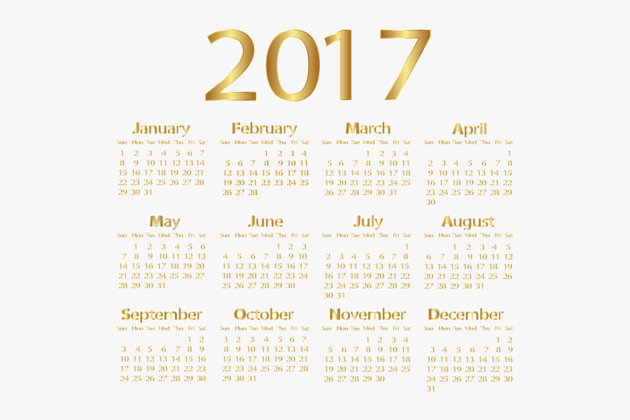 Transparent Png December 2017 Calendar, Transparent Clipart