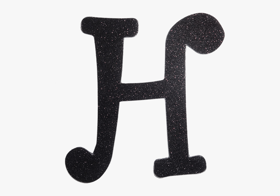 Black Glitter Letter H, Transparent Clipart