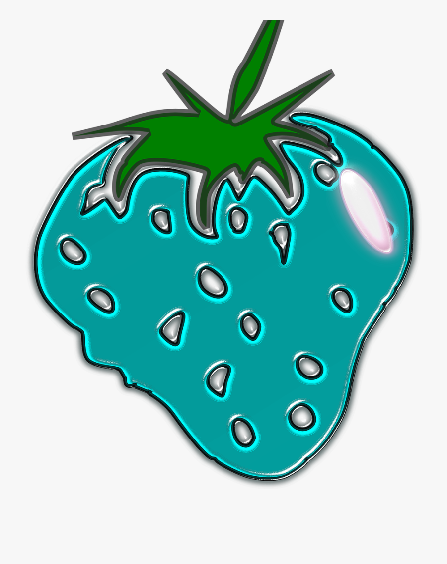 Strawberry Blue Green Free Picture - Strawberry, Transparent Clipart