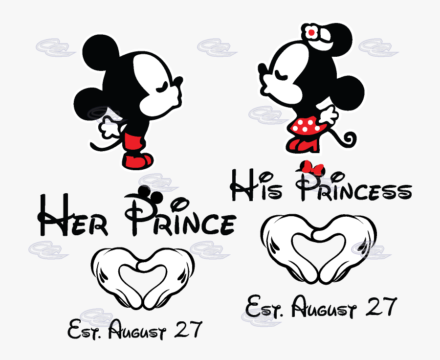 Her Prince His Princess Little Mickey Minnie Mouse - Couple Tshirts, Transparent Clipart