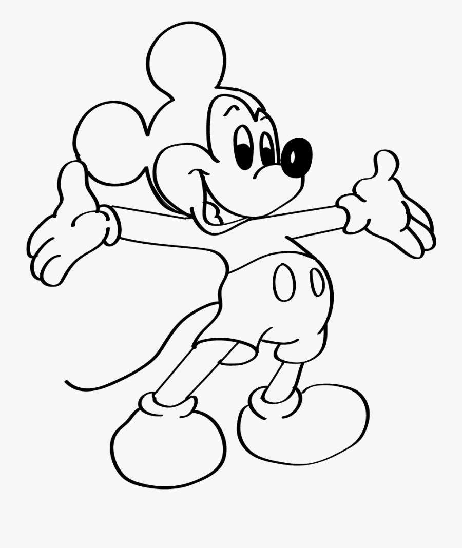 Clip Art Cartoons Line Art - Drawings Of Cartoon Mickey Mouse, Transparent Clipart