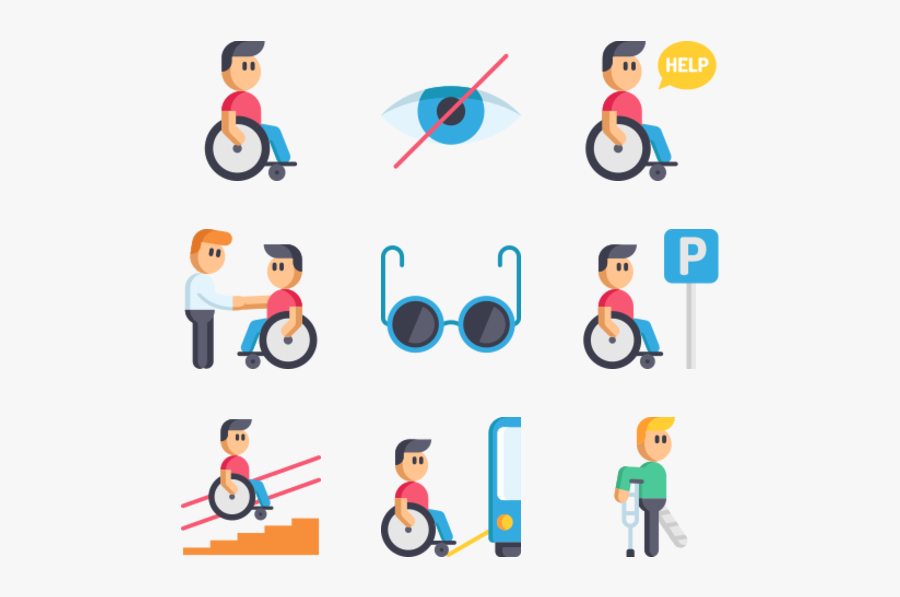 Disabled People Assistance - Disability Vector, Transparent Clipart
