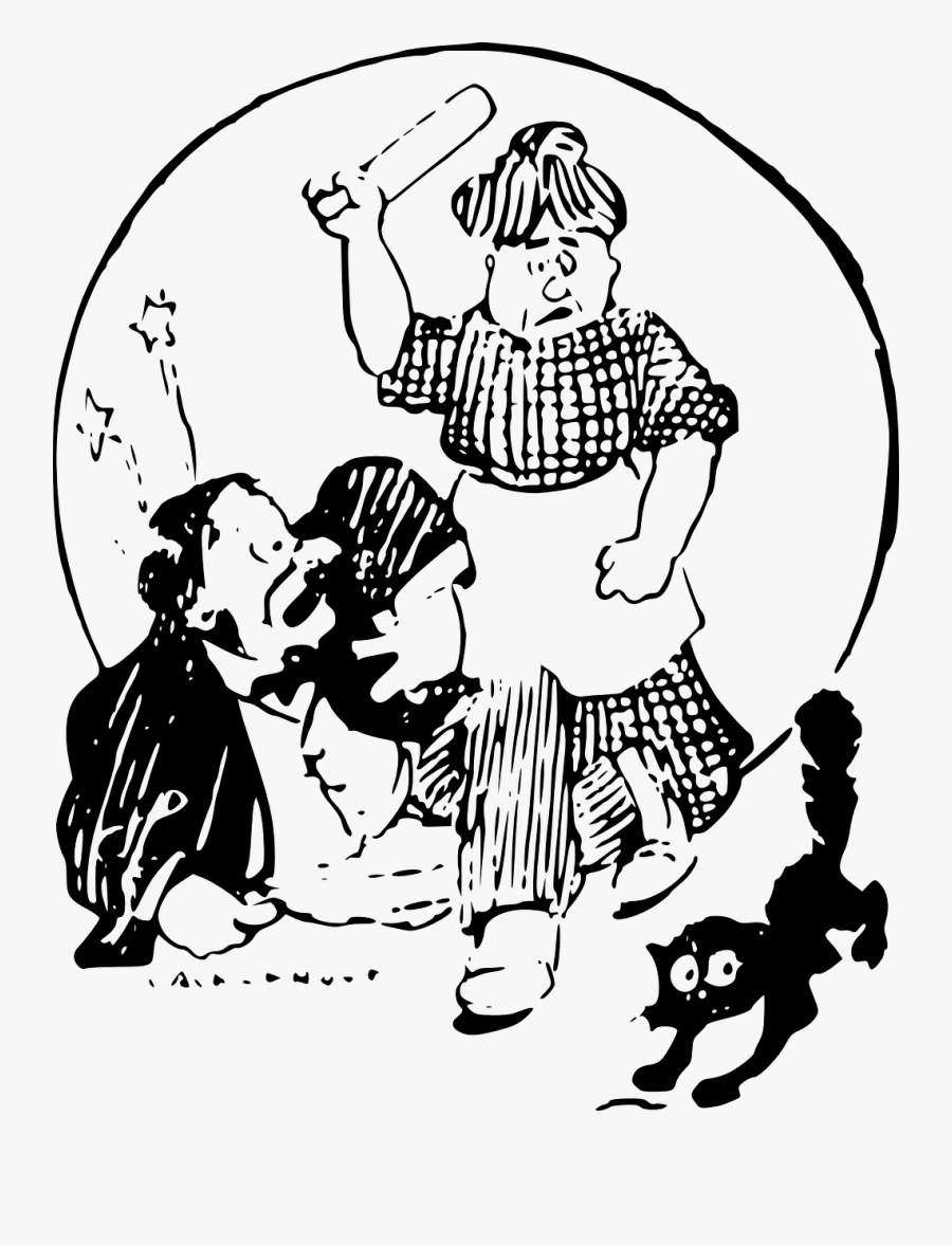 Transparent Hitting Clipart - Cartoon Woman Hitting Man, Transparent Clipart