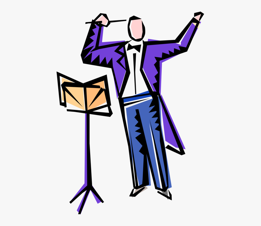 Vector Illustration Of Orchestra Conductor Maestro, Transparent Clipart