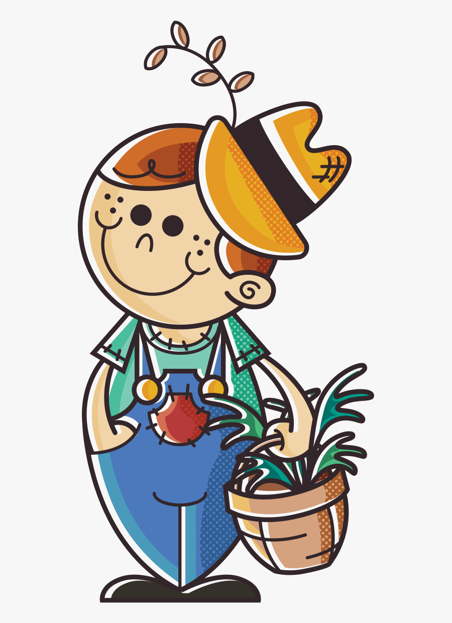 Farmer Boy With Basket Of Sprouts, Transparent Clipart