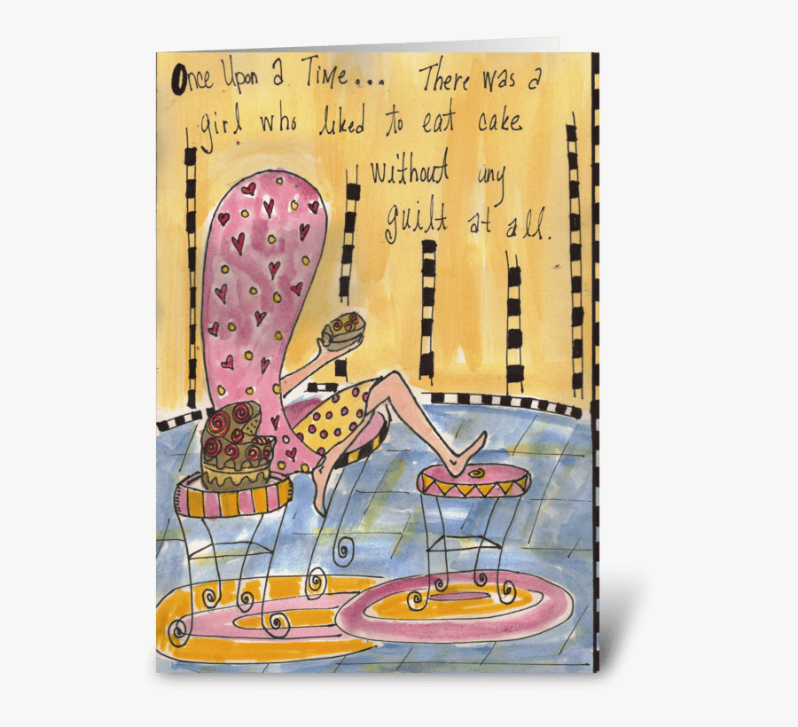 Once Upon A Time Cake Girl Greeting Card - Illustration, Transparent Clipart