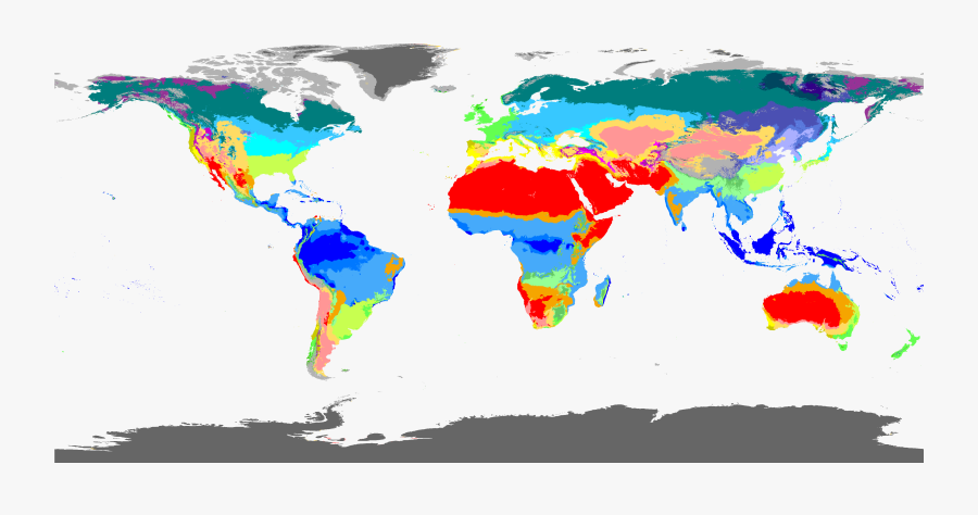 Koppen World Climate Map, Transparent Clipart