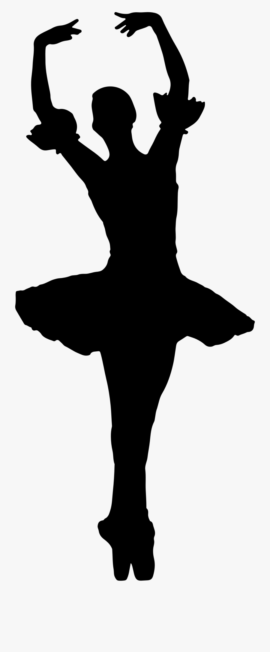 Arms Raised Ballerina Silhouette Without Tiara Clip - Ballet Shadow, Transparent Clipart