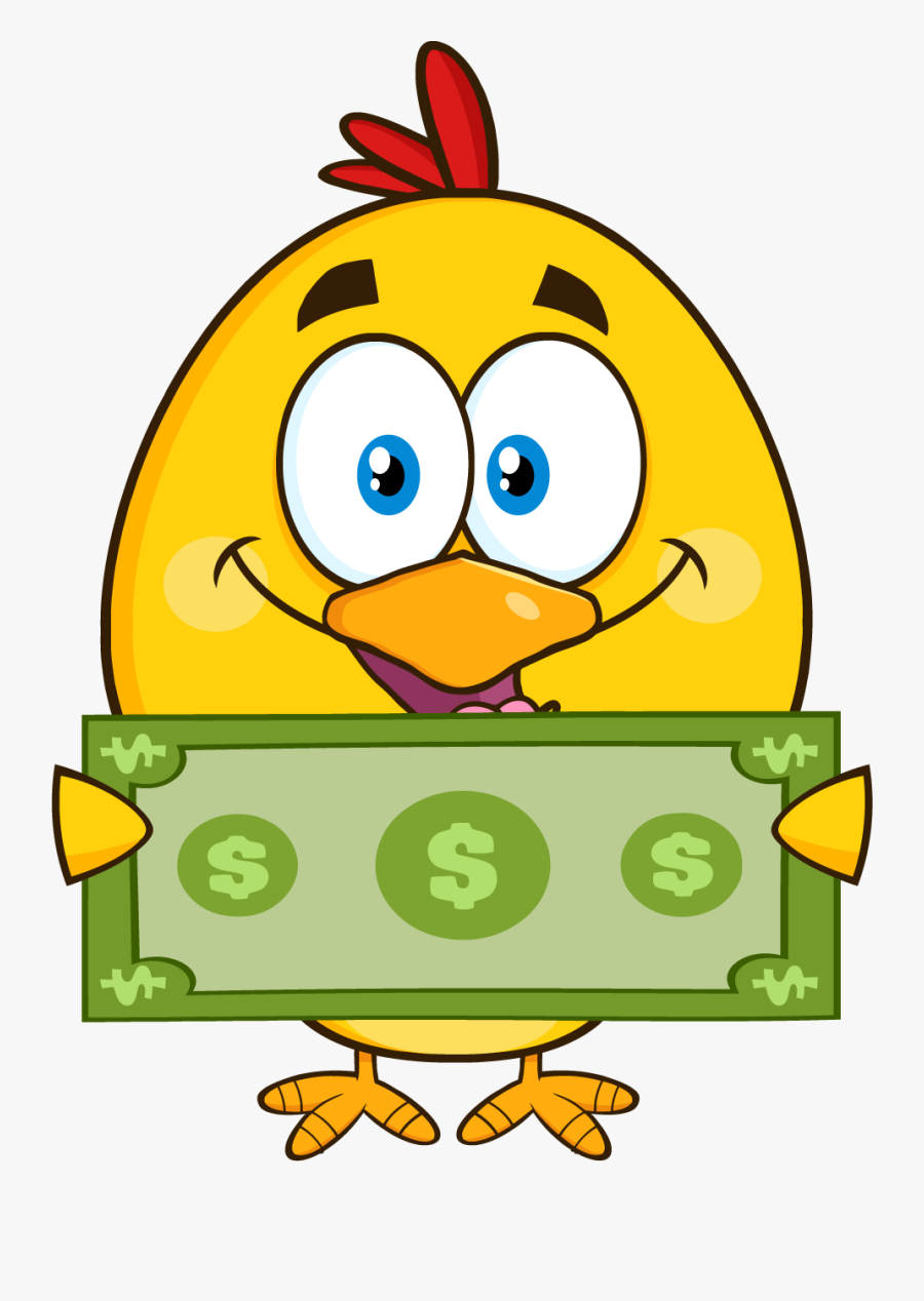 Cartoon Chicken With Money, Transparent Clipart