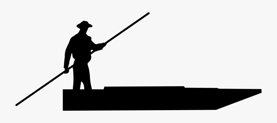 Silhouette Man Rowing Boat, Transparent Clipart