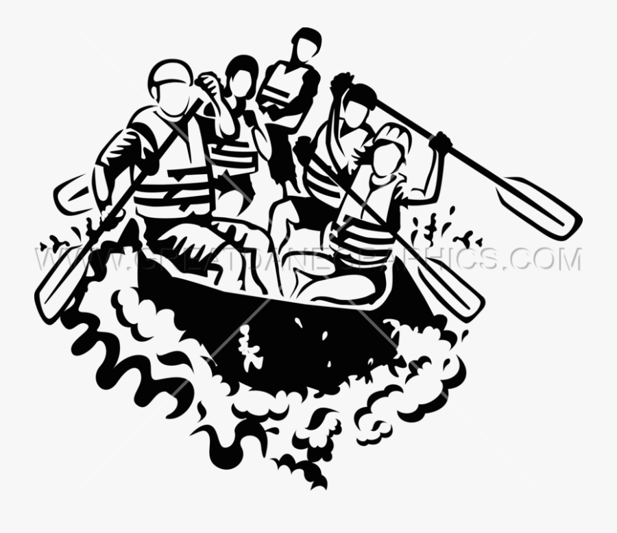 Png White Water Rafting Transparent White Water Rafting - Cartoon Rafting Black And White, Transparent Clipart