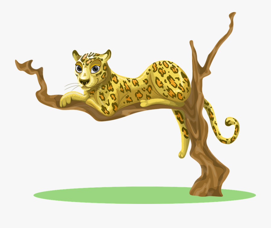 Cheetah Cubs Clipart - Cheetah In Tree Cartoon, Transparent Clipart