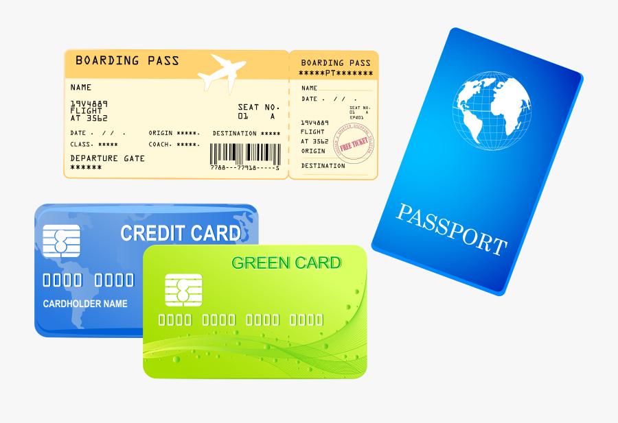 Credit Cards Ticket And Passport Png Clipart Image - لایه باز بلیط هواپیما, Transparent Clipart
