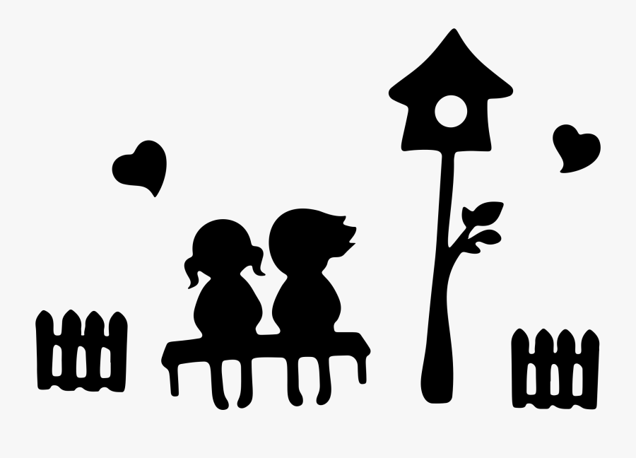 Human - Girl And Boy Sitting On A Bench, Transparent Clipart