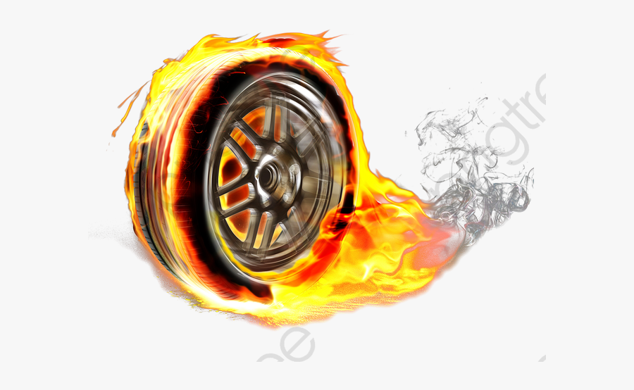 Tire Clipart Flaming Wheel On Fire Rolling Down The Road , Free