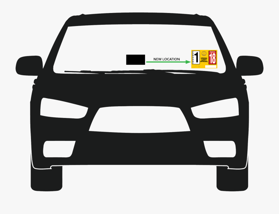 Car With A Flat Tire Clipart - Va Inspection Sticker Location, Transparent Clipart