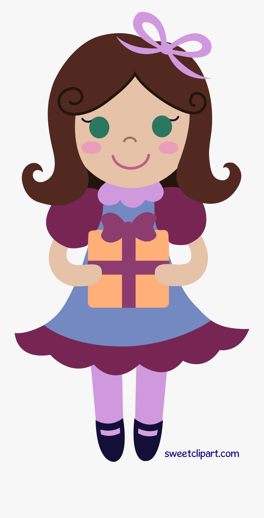 Girl With Violet Ribbon Clipart, Transparent Clipart