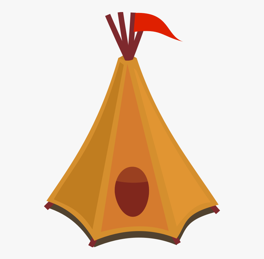 Free Clipart Cartoon Tipi Tent With Red Flag Qubodup - Teepee Tent Cartoon, Transparent Clipart