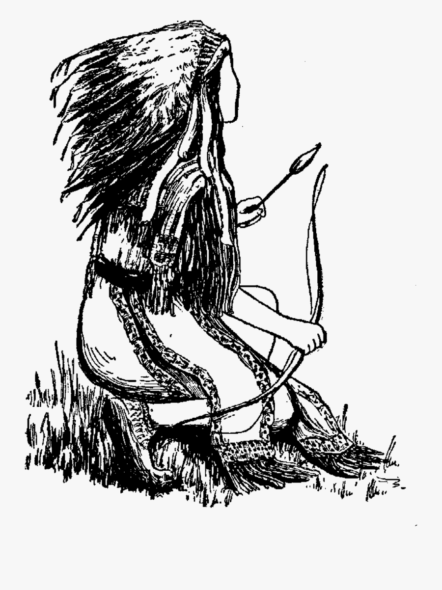 Indian Native American Drawing Hunter Illustration - Illustration, Transparent Clipart