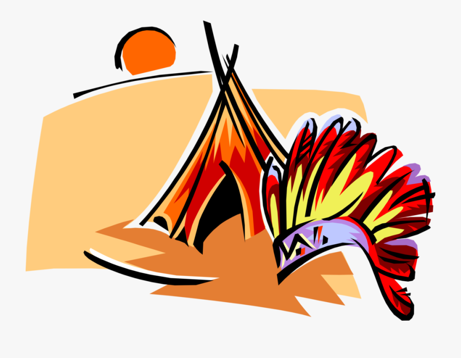 Native American With Headdress - Indigenous Native American Clipart, Transparent Clipart