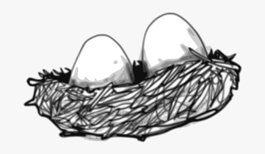 Free Clipart - Bird& - Egg In The Nest Clipart Black And White, Transparent Clipart