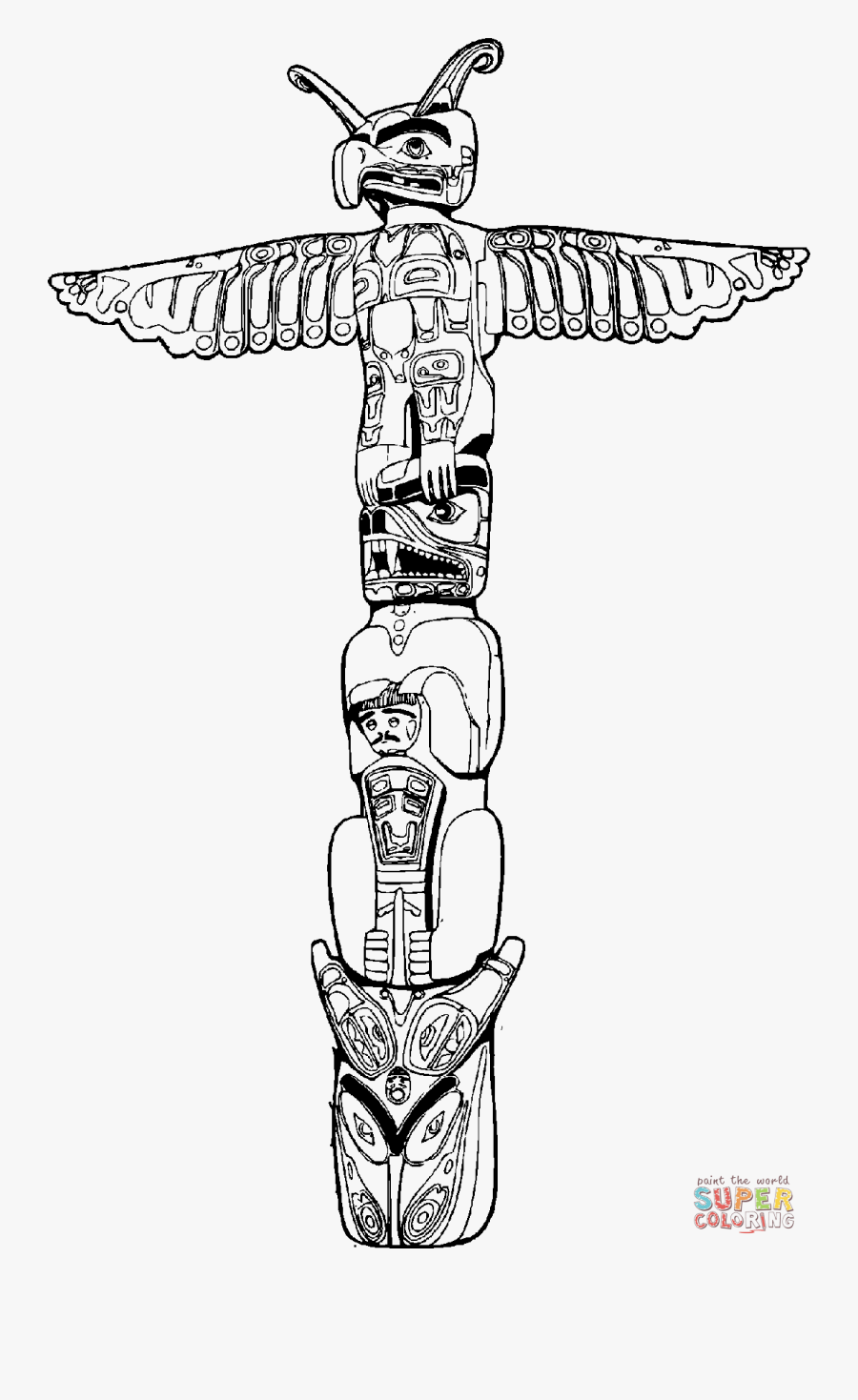 Totem Pole Coloring Page - Totem Pole Png, Transparent Clipart