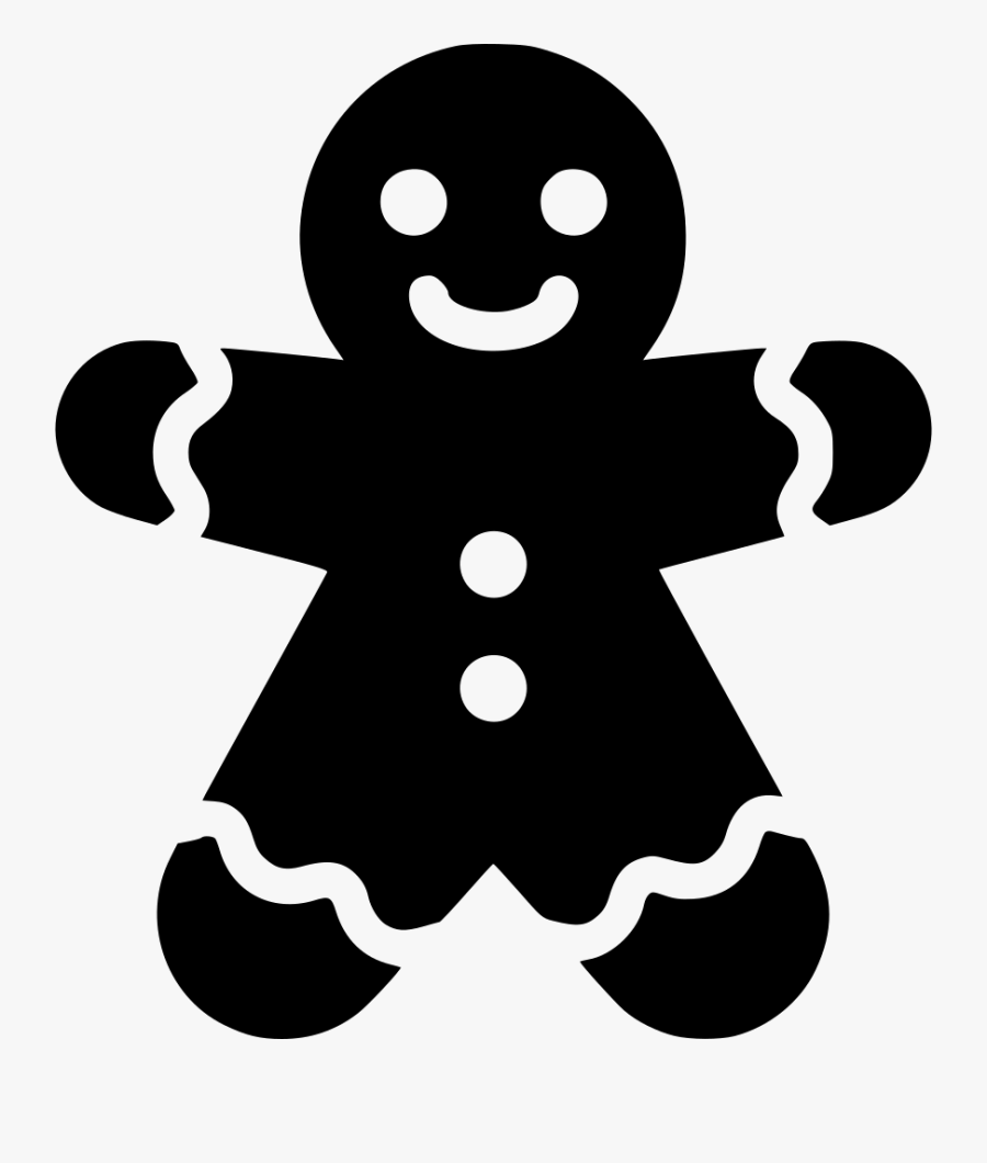 Clip Art Gingerbread Man Clipart Black And White - Gingerbread Man Icon, Transparent Clipart