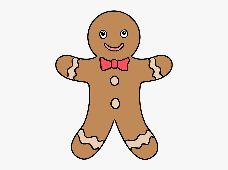 How To Draw A Gingerbread Man - Drawn Gingerbread Cookie, Transparent Clipart