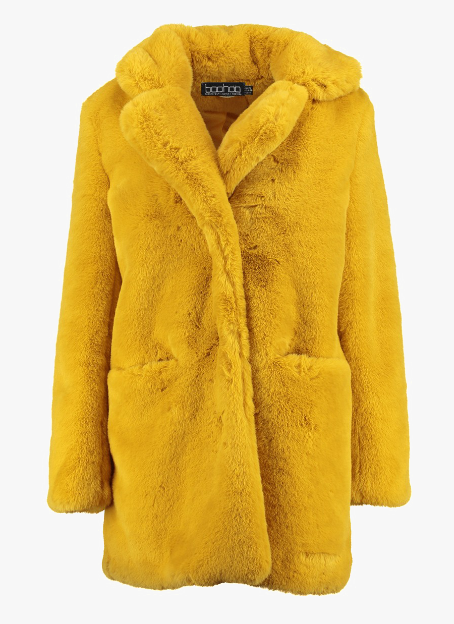 Women Fur Coat Png Clipart - Boohoo Yellow Jacket, Transparent Clipart
