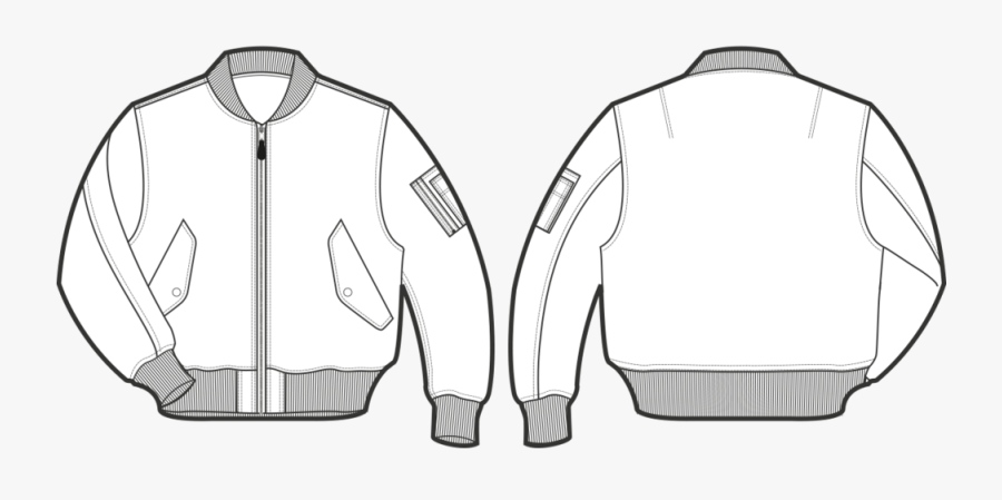 Clip Art Collection Of Free Drawing - Bomber Jacket Template Png, Transparent Clipart