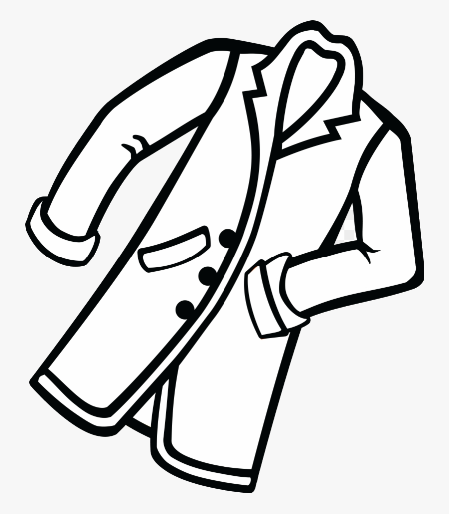 Coat Clipart Of Black And Closet Line Art Transparent - Coat Clipart Black And White, Transparent Clipart