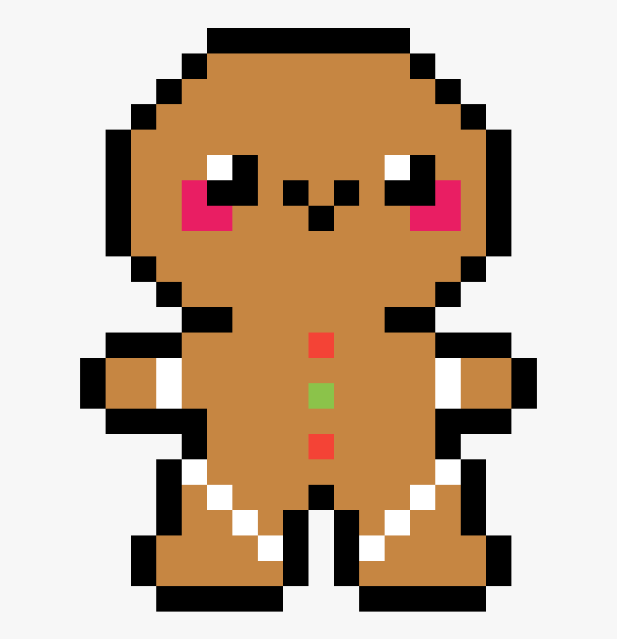 Ginger Bread Man - Cute Christmas Pixel Art, Transparent Clipart