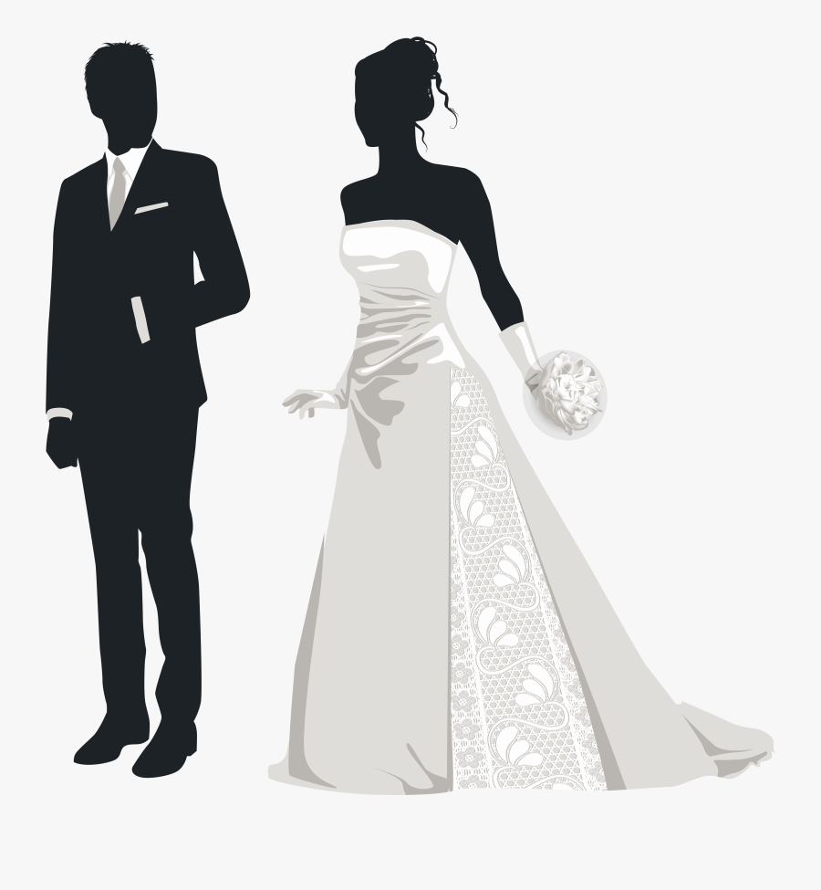 Bride And Groom Silhouettes Png Clip Art - Bride And Groom Silhouette Png, Transparent Clipart