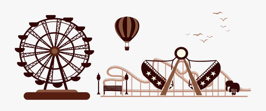 Clip Art Ferris Wheel Silhouette Png - Amusement Park Silhouette Png, Transparent Clipart