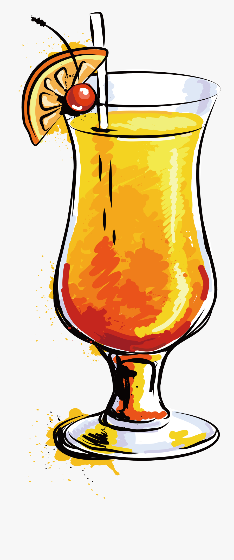 Cocktail Orange Juice Mojito - Tequila Sunrise Cartoon, Transparent Clipart