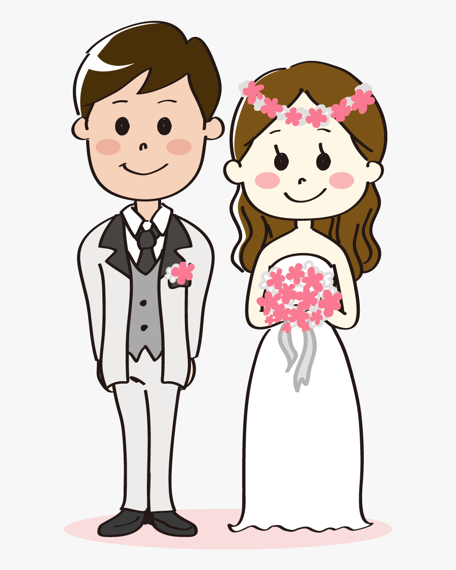 Bride And Groom Kissing Clipart Image - Cartoon Bride And Groom Kissing Clipart, Transparent Clipart