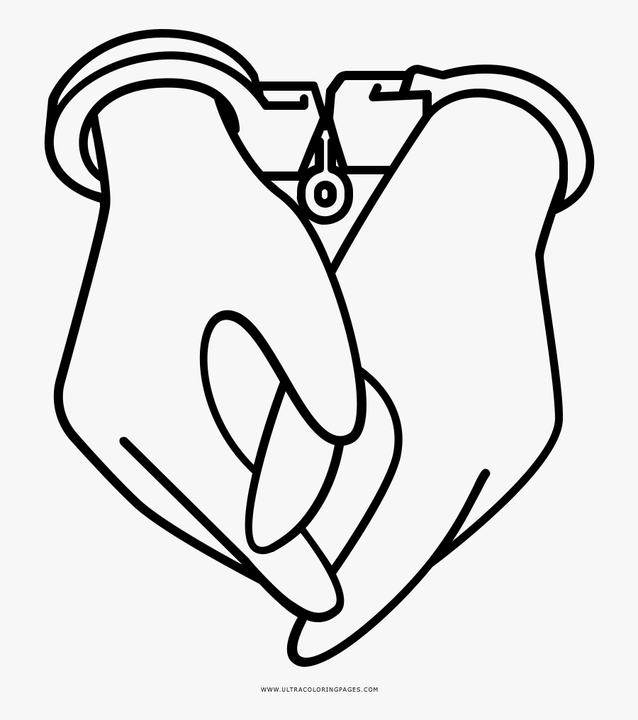 Handcuffs Coloring Pages Clipart , Png Download - Easy Hands Handcuffed Drawing, Transparent Clipart