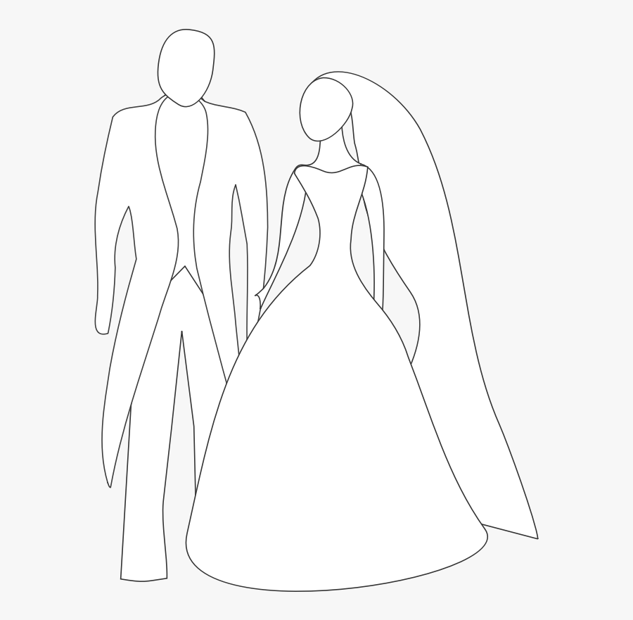 Bride And Groom - Gelin Damat Çizimi Karakalem, Transparent Clipart