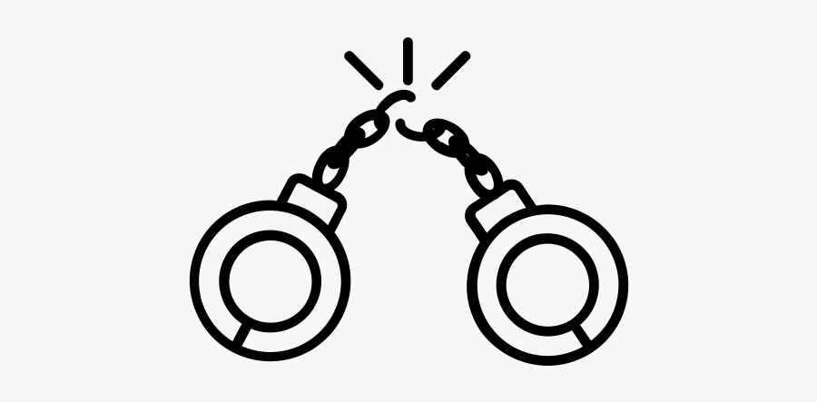 Handcuffs Rubber Stamp Stampmore - Broken Handcuffs Drawing, Transparent Clipart
