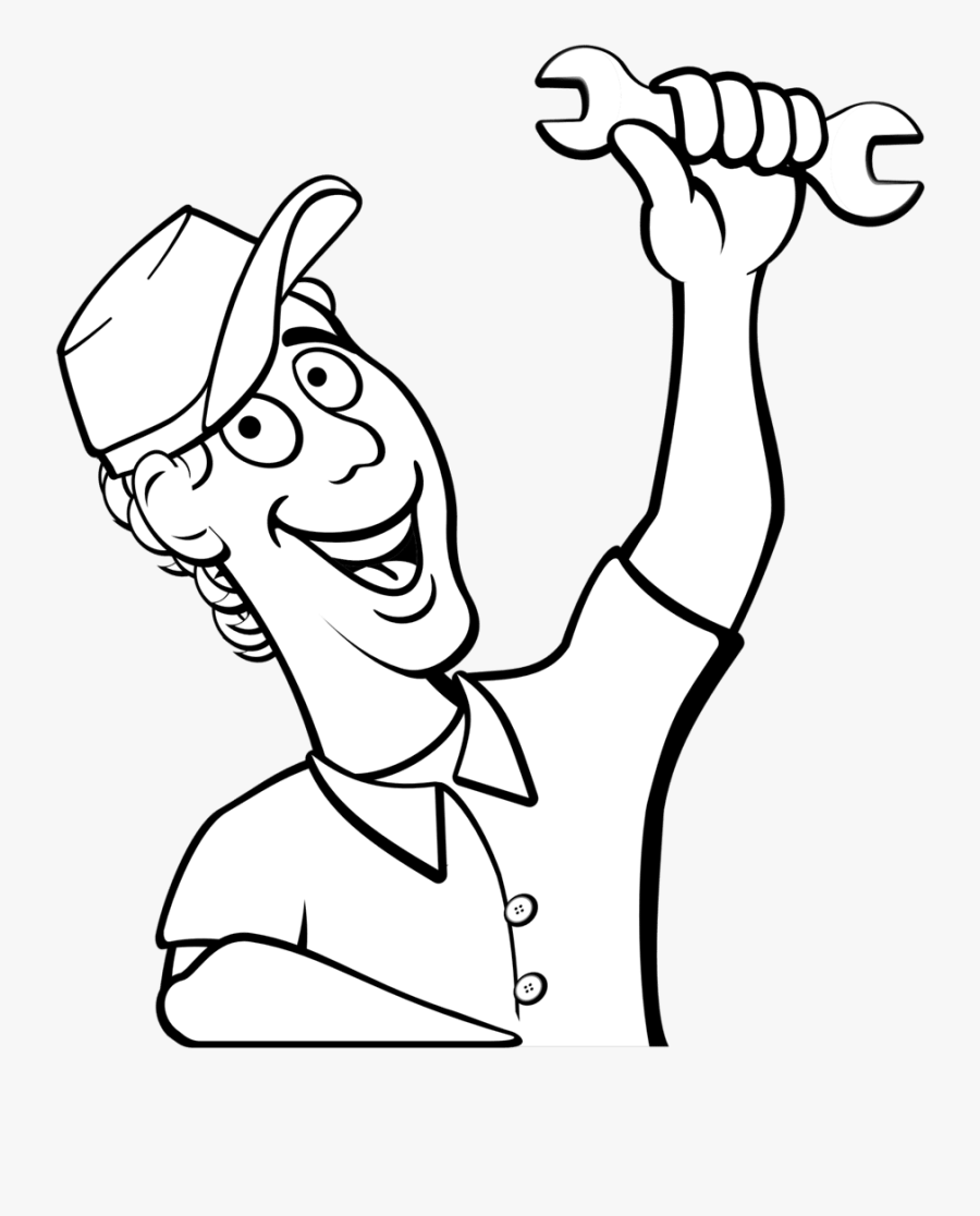 Technician - Mechanic Black And White, Transparent Clipart