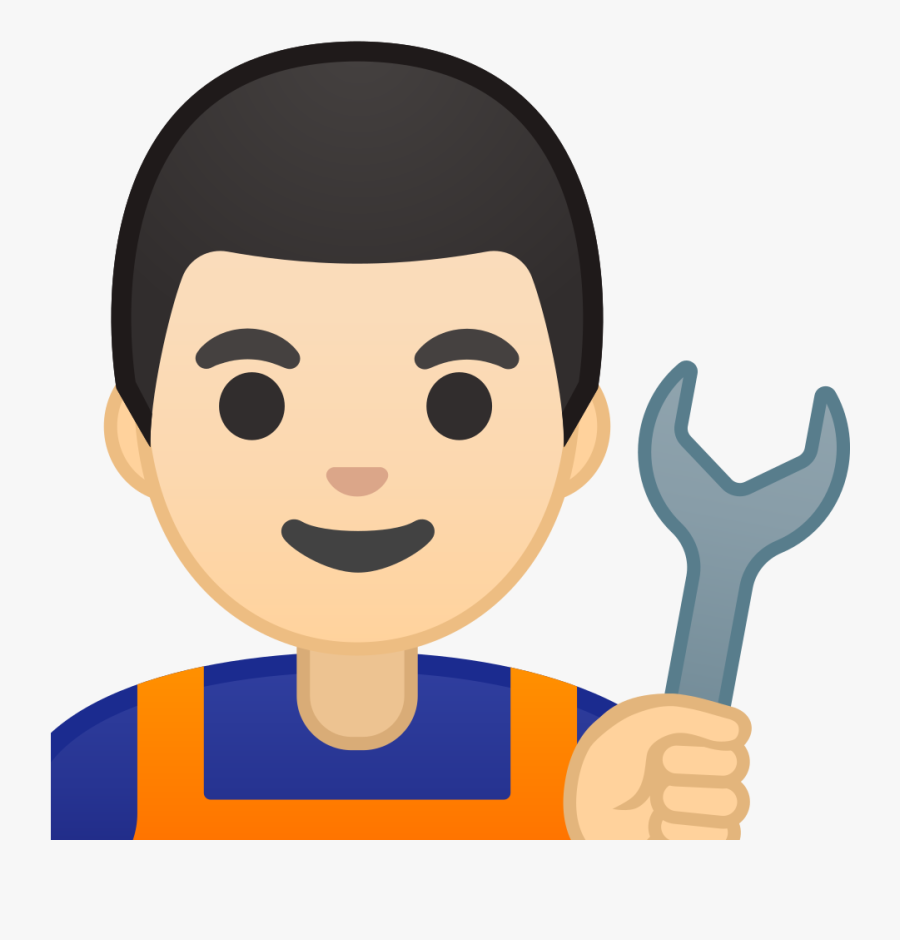 Man Mechanic Light Skin Tone Icon - Emoji Man, Transparent Clipart
