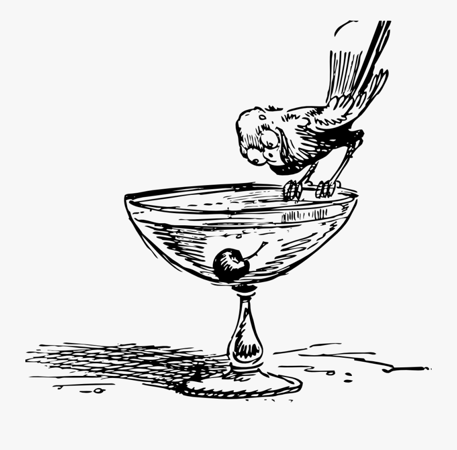 Bird Drinking Water Clipart - Cocktail Clip Art, Transparent Clipart